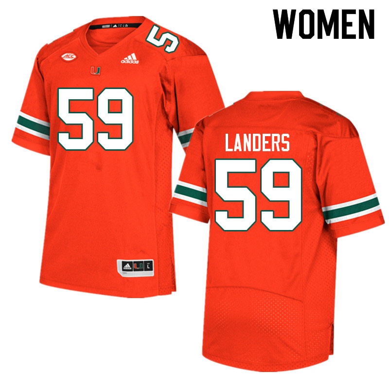 Women #59 Gabe Landers Miami Hurricanes College Football Jerseys Sale-Orange